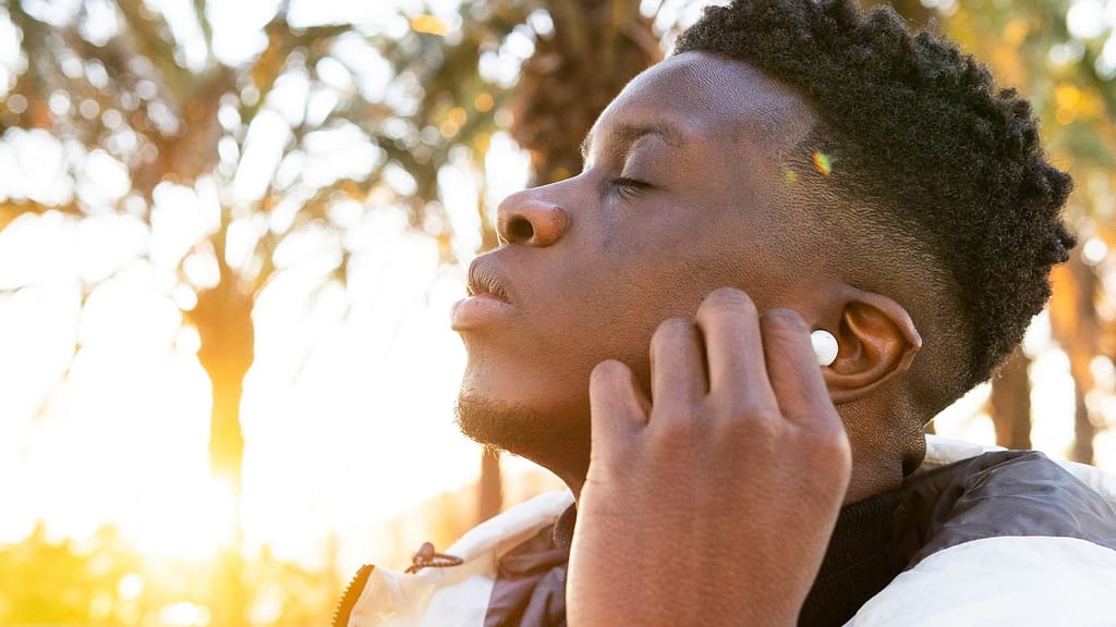 Listening to music using earbuds