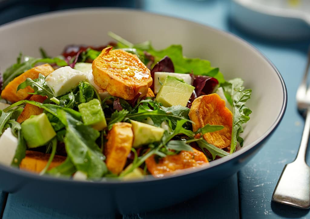 Roasted Sweet Potato and Arugula Salad